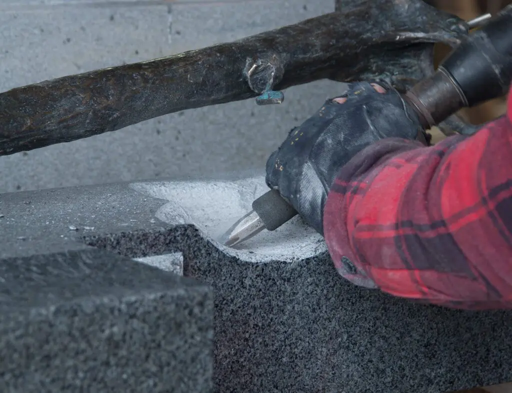 granite monument restoration at work