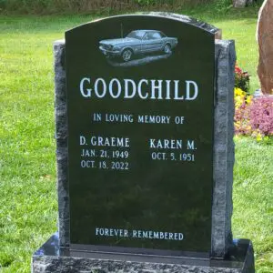 Granite monument - Goodchild - custom laser etching