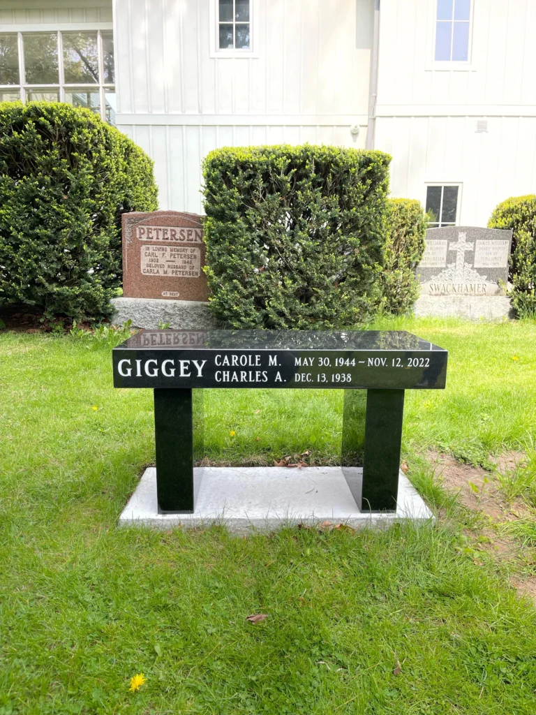 Black granite memorial bench