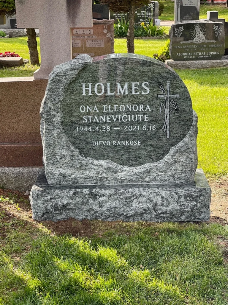 Round grey headstone