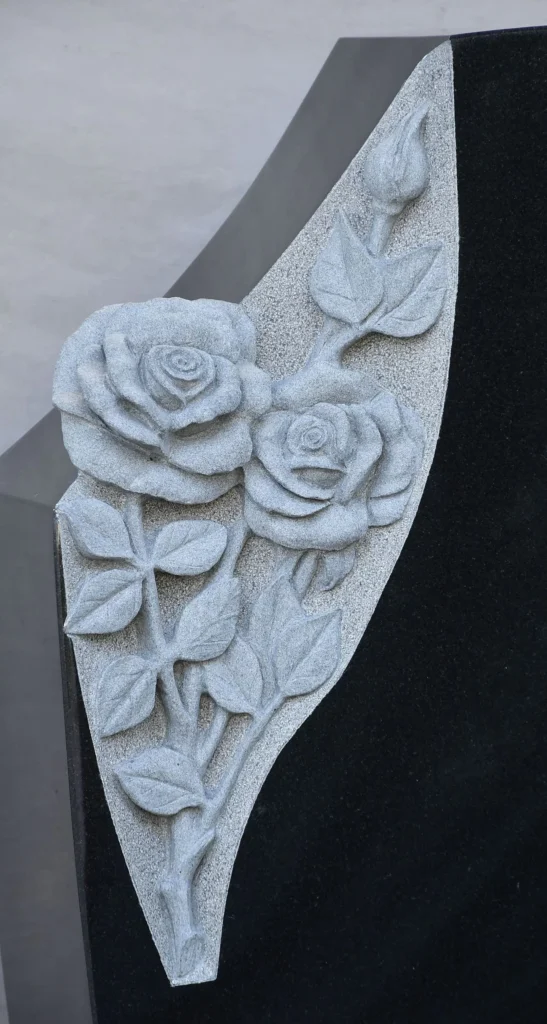 Sculpted granite roses